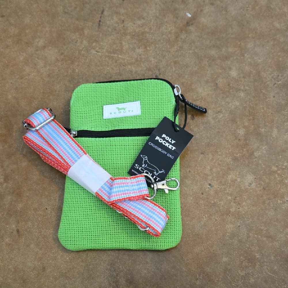 Scout Green Crossbody Bag with Multicolor Strap